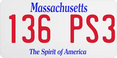 MA license plate 136PS3