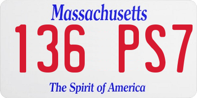 MA license plate 136PS7