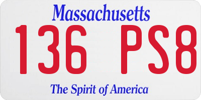 MA license plate 136PS8