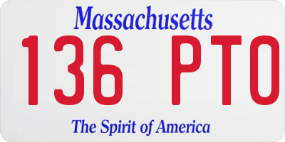 MA license plate 136PT0