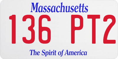 MA license plate 136PT2
