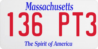 MA license plate 136PT3