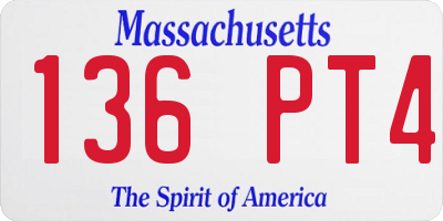 MA license plate 136PT4