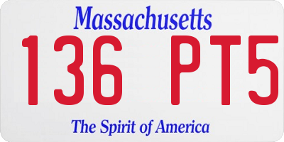 MA license plate 136PT5