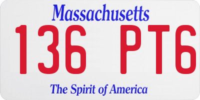 MA license plate 136PT6