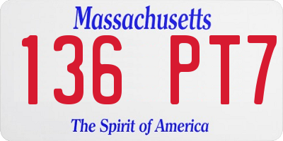 MA license plate 136PT7