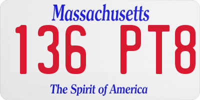 MA license plate 136PT8