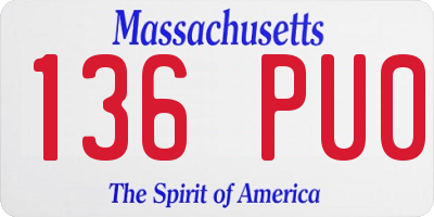 MA license plate 136PU0