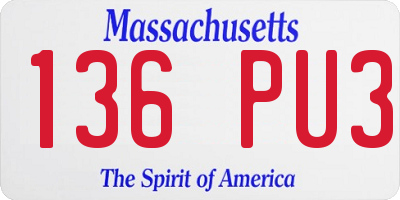 MA license plate 136PU3