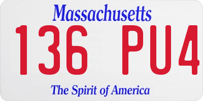MA license plate 136PU4