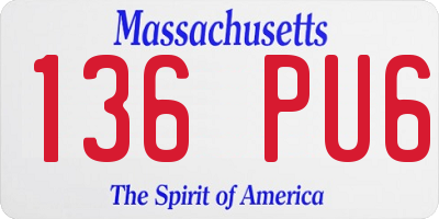 MA license plate 136PU6