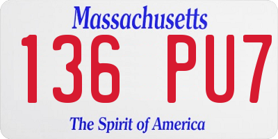 MA license plate 136PU7