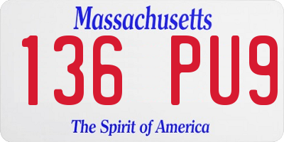 MA license plate 136PU9