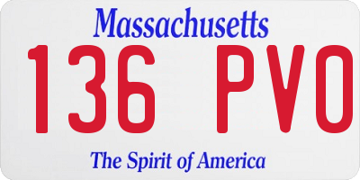 MA license plate 136PV0