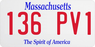 MA license plate 136PV1