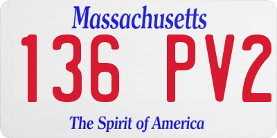MA license plate 136PV2