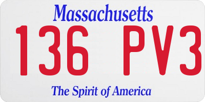 MA license plate 136PV3