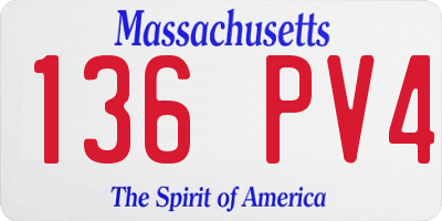 MA license plate 136PV4