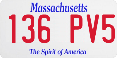 MA license plate 136PV5