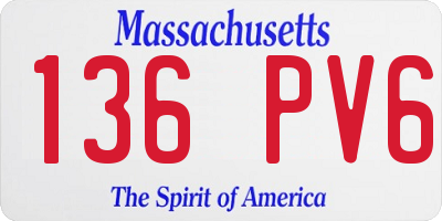 MA license plate 136PV6