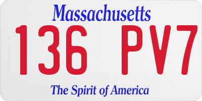 MA license plate 136PV7