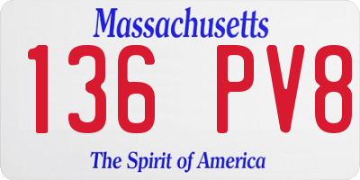 MA license plate 136PV8