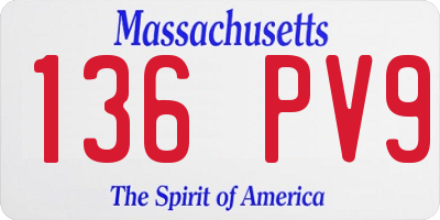 MA license plate 136PV9