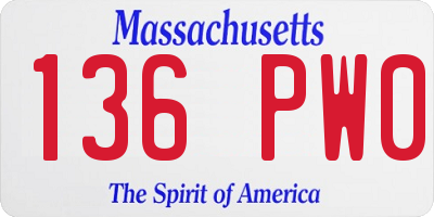 MA license plate 136PW0