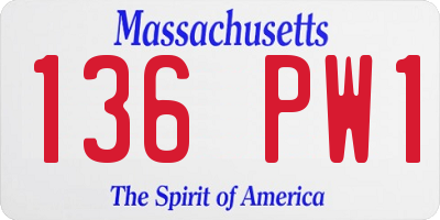 MA license plate 136PW1