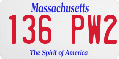 MA license plate 136PW2