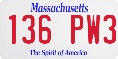 MA license plate 136PW3
