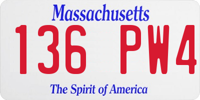 MA license plate 136PW4