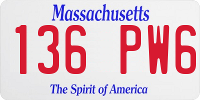 MA license plate 136PW6