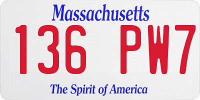 MA license plate 136PW7