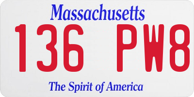 MA license plate 136PW8