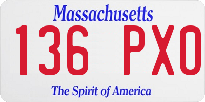 MA license plate 136PX0