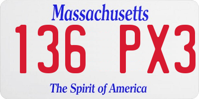 MA license plate 136PX3