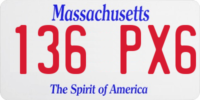 MA license plate 136PX6