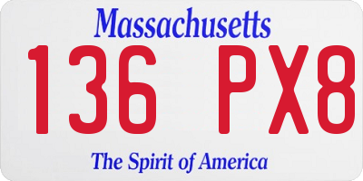 MA license plate 136PX8