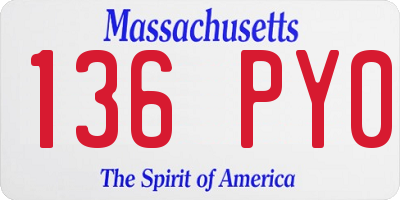 MA license plate 136PY0