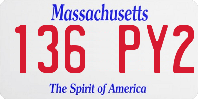 MA license plate 136PY2