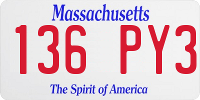 MA license plate 136PY3