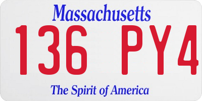 MA license plate 136PY4