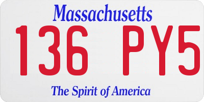MA license plate 136PY5