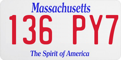 MA license plate 136PY7