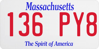 MA license plate 136PY8