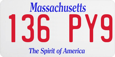 MA license plate 136PY9