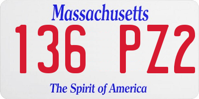 MA license plate 136PZ2
