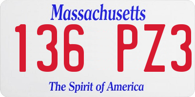 MA license plate 136PZ3