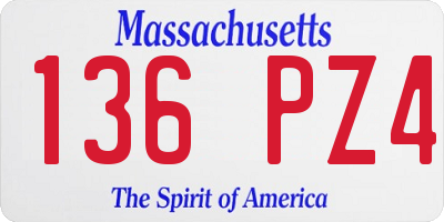 MA license plate 136PZ4